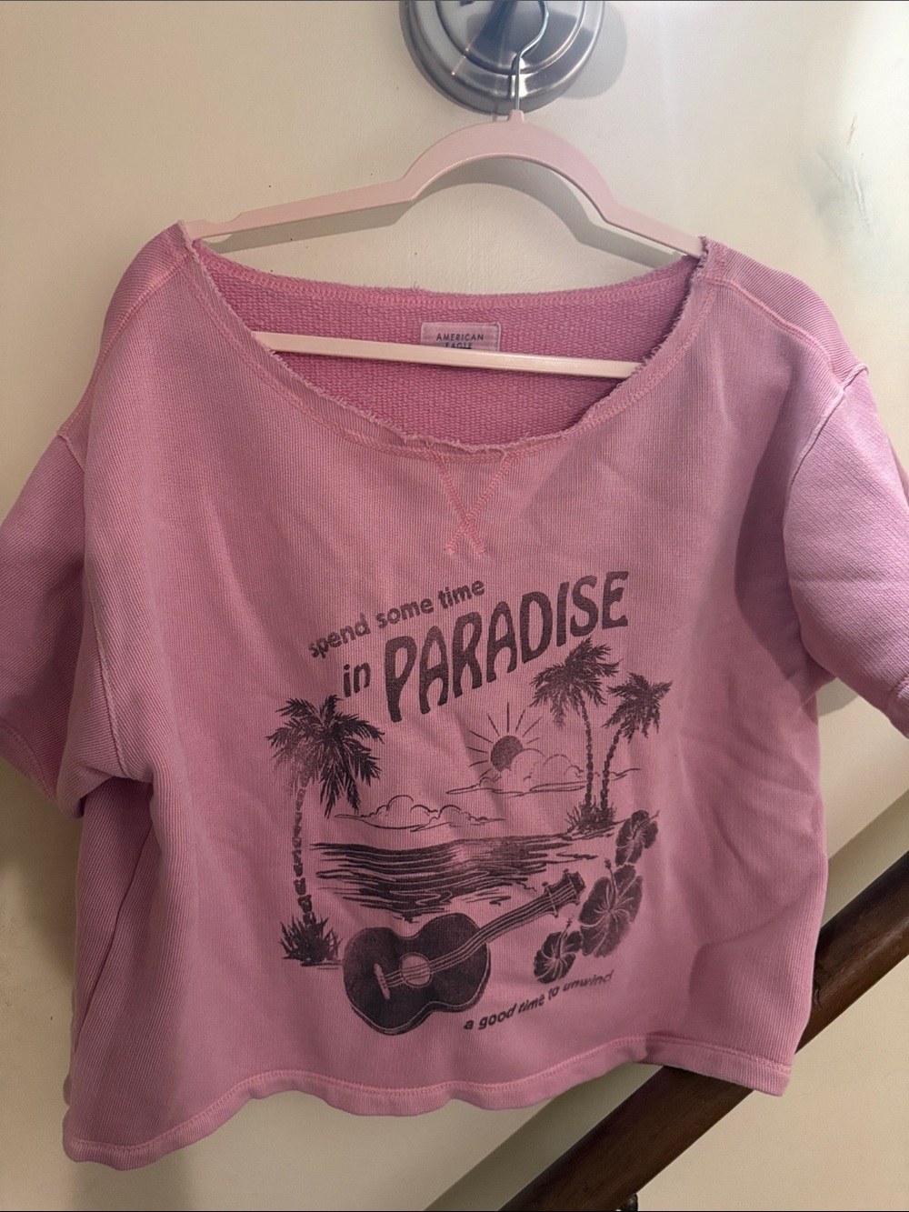 American Eagle Outfitters Lavender Graphic Paradise Kids Sweatshirt